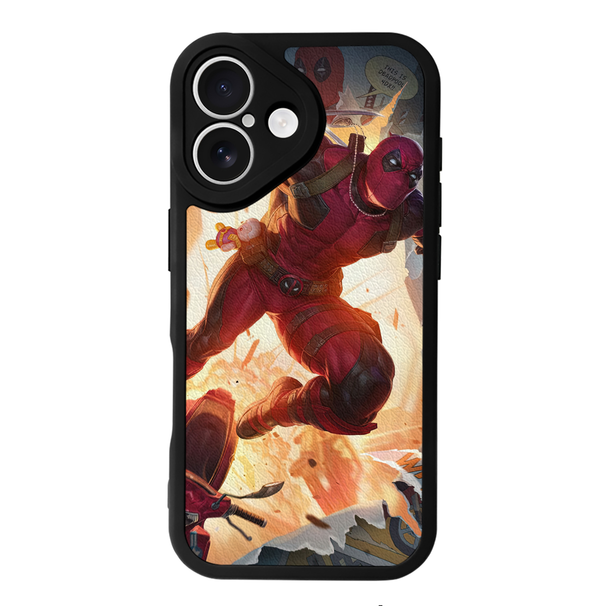 （画像用） Deadpool デッドプール 【iPhone 16シリーズ対応】シリコンスマホケース（レザー調） 材質：シリコン